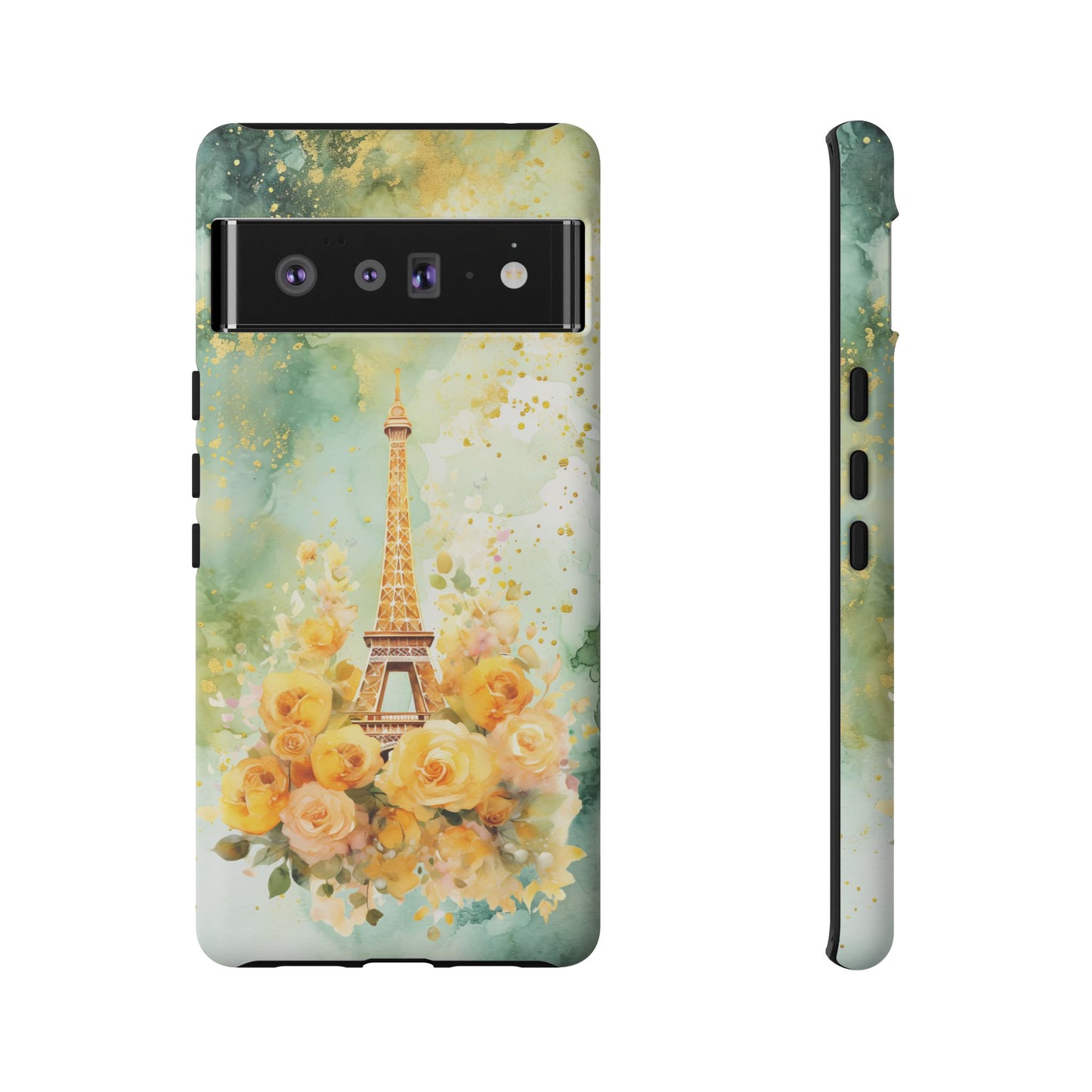 Tough Cell Phone Case - Paris - Eiffel Tower with Yellow Roses (1)