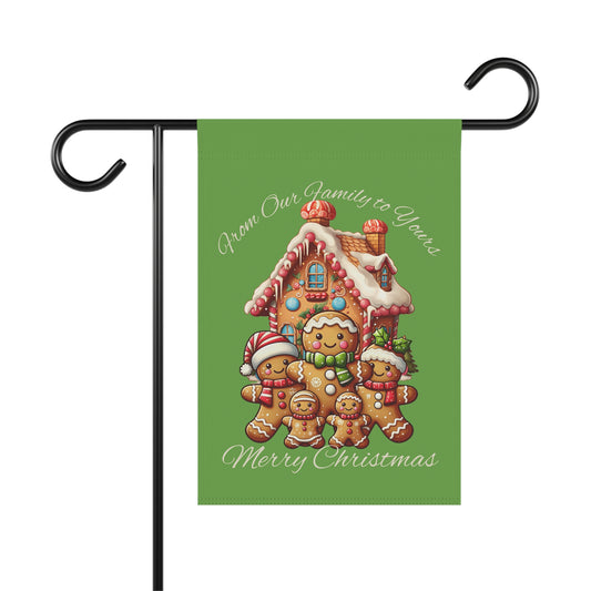 Garden Flag - Christmas - Gingerbread Family (02a - Green)