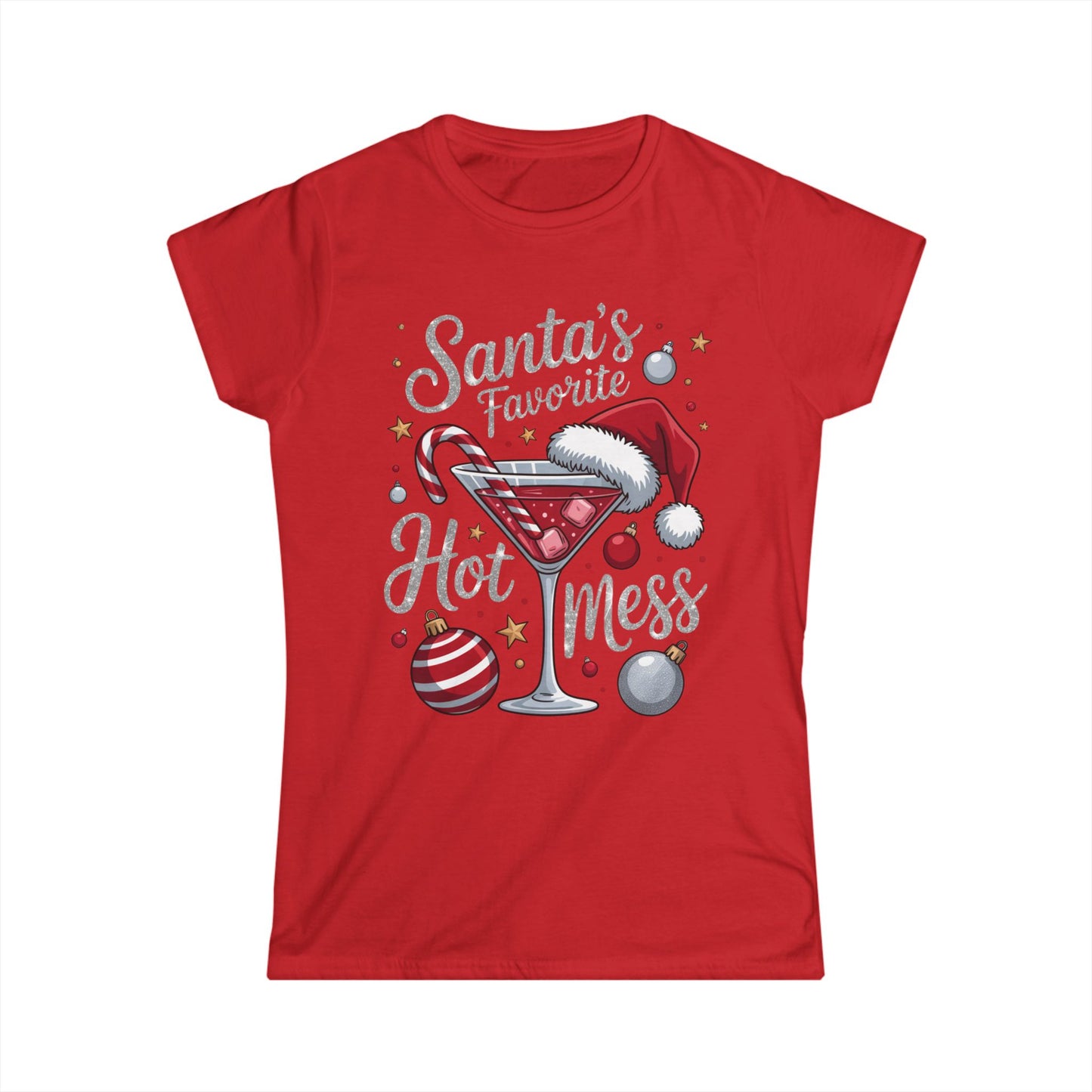 Female T-Shirt - Christmas - Santa's Fav. Hot Mess (01)