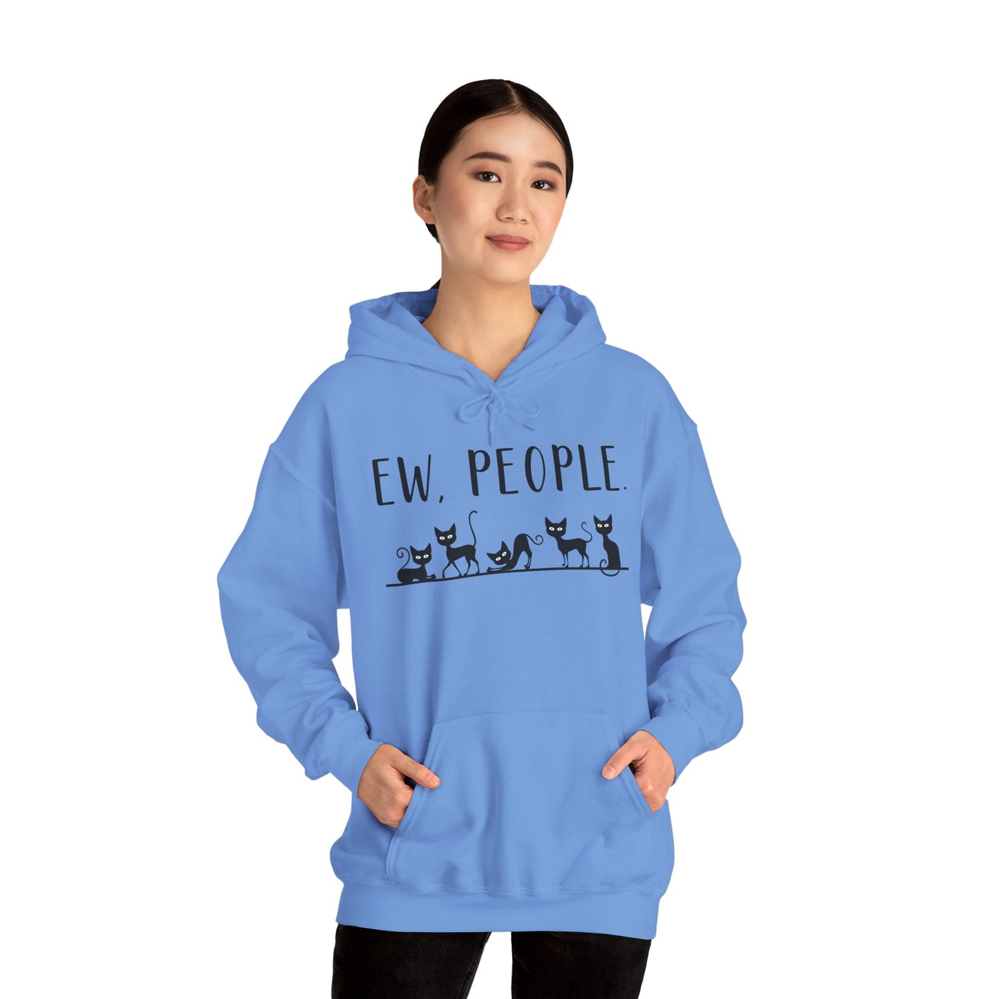 Heavy Blend Hoodie - Animal Lover - Ew People with Black Cats (01)