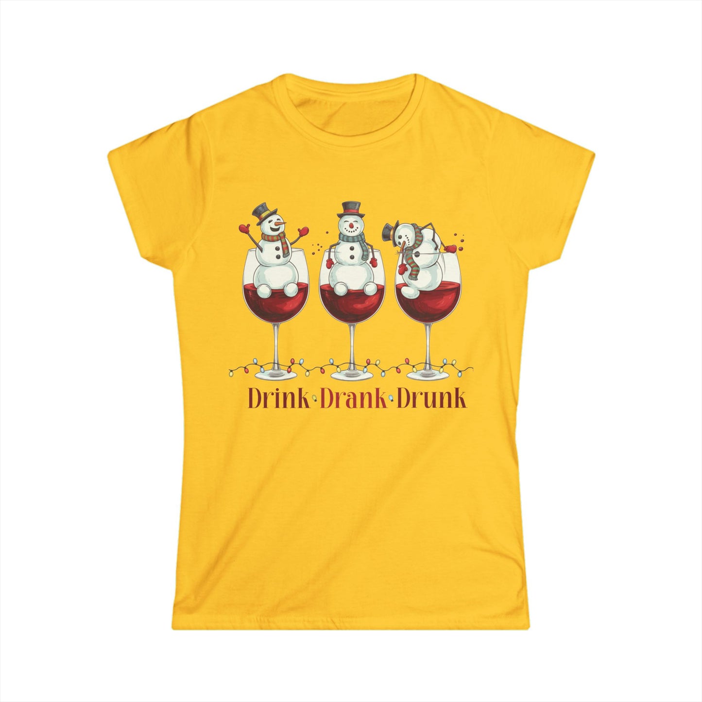 Female T-Shirt - Christmas - Wine Snowmen (01)
