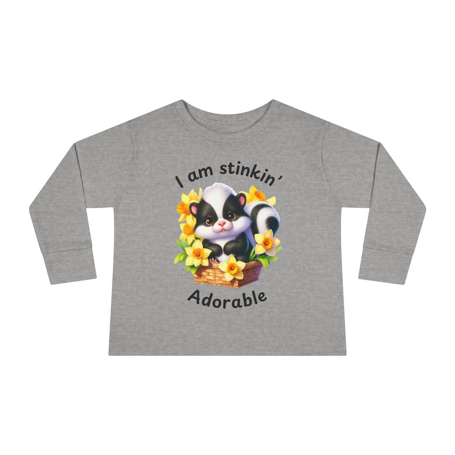 Toddler Long Sleeve Tee - Stinkin' Adorable with Skunk (1)