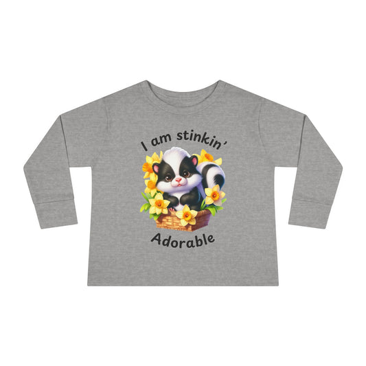 Toddler Long Sleeve Tee - Stinkin' Adorable with Skunk (1)