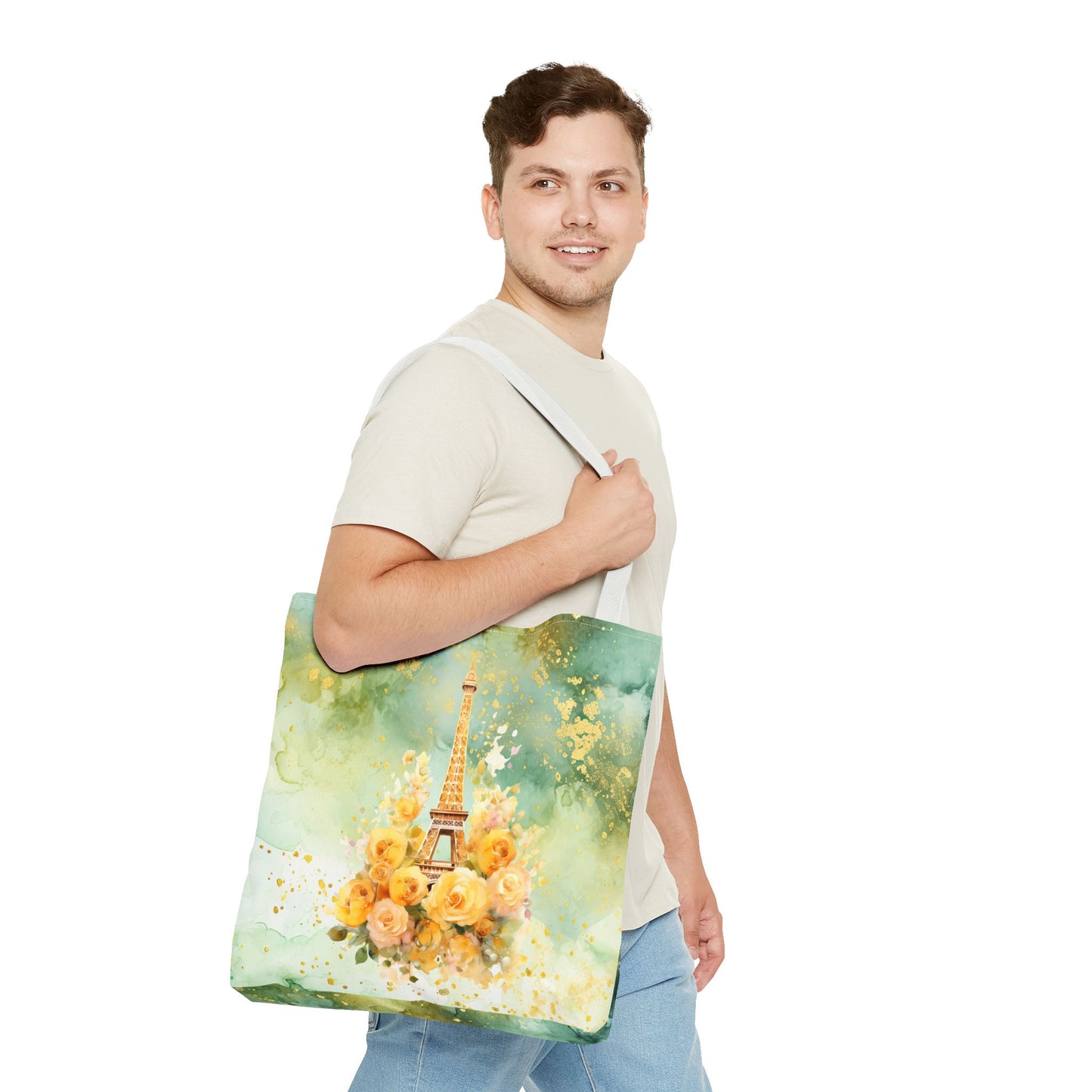 Tote Bag - Paris - Eiffel Tower and Yellow Roses (1)