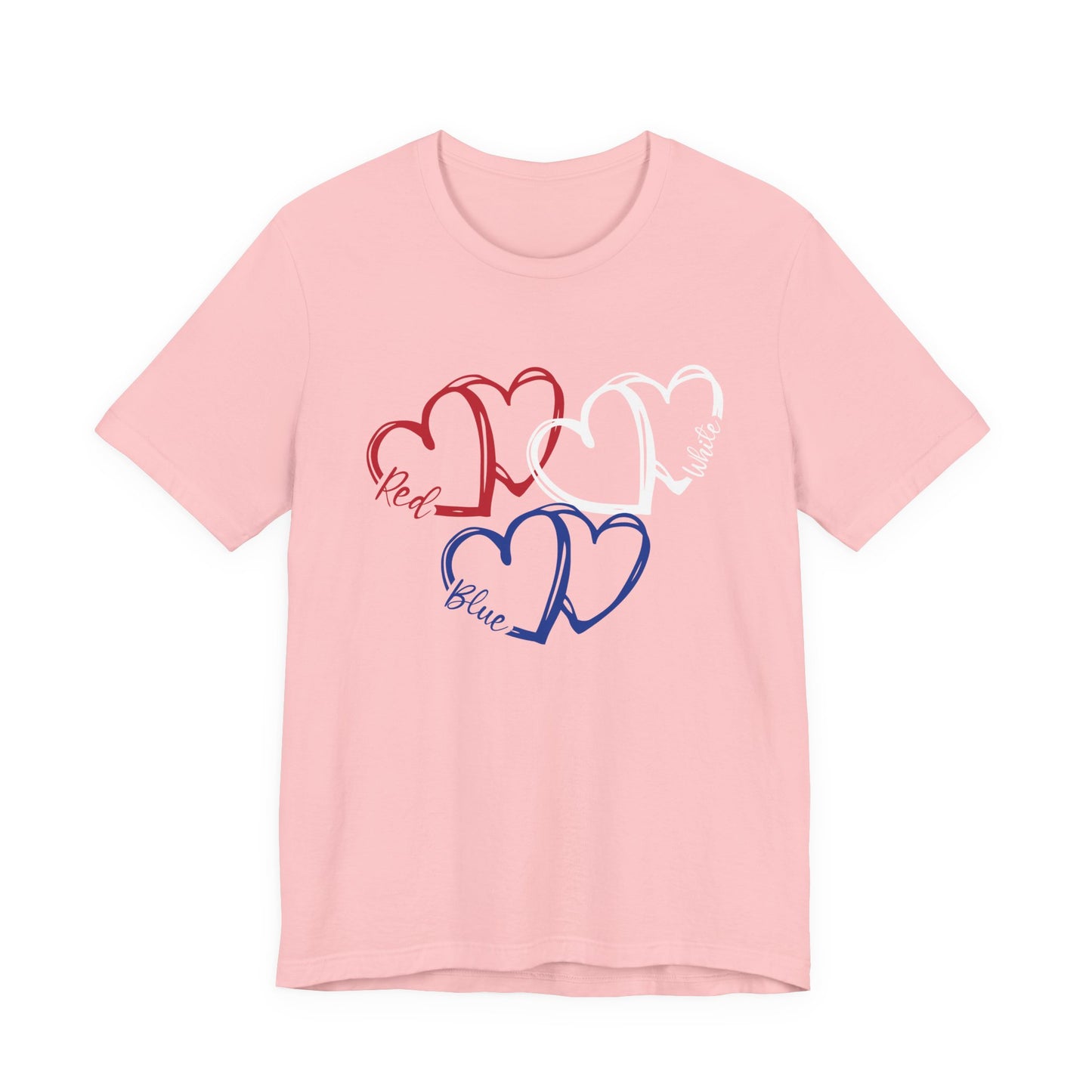 T-Shirt - Holiday - Red White Blue destressed hearts 01