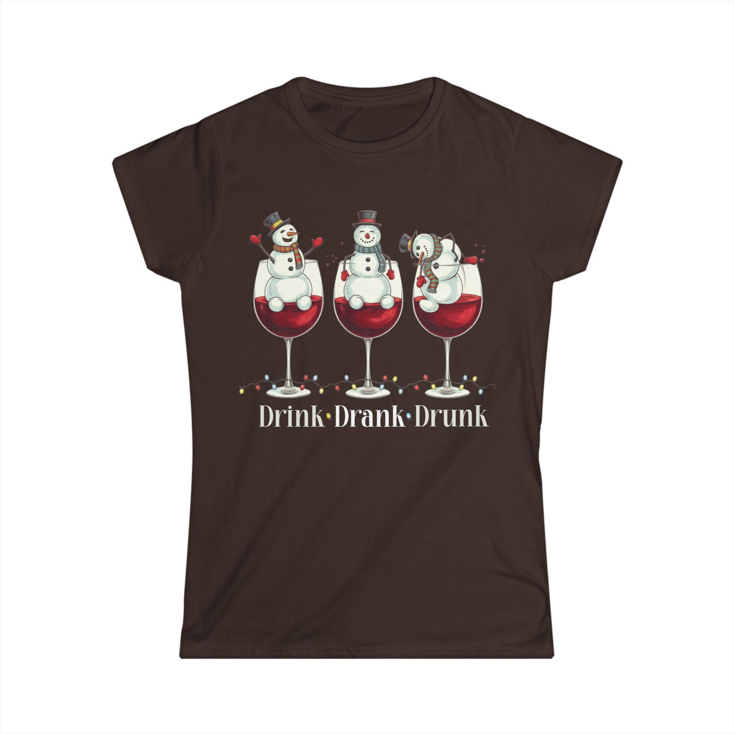 Female T-Shirt - Christmas - Wine Snowmen (01)