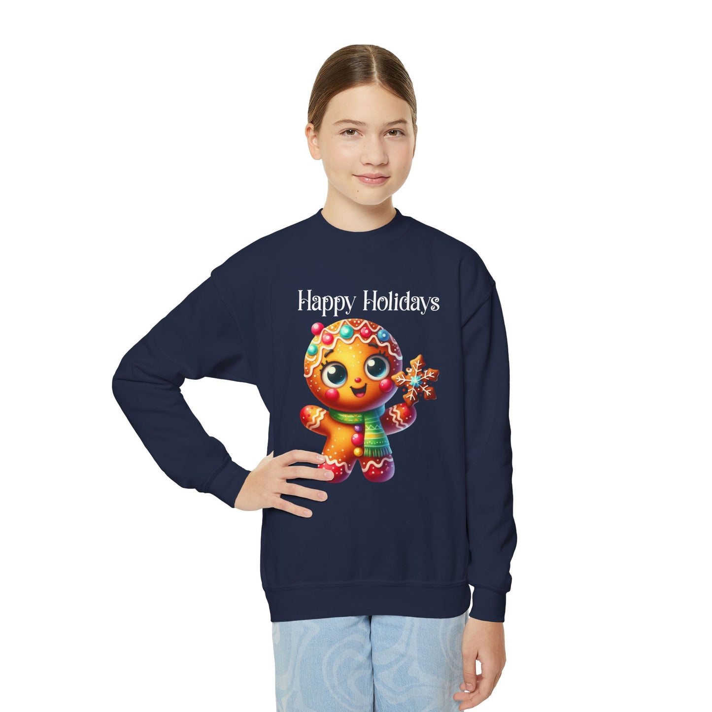 Child Sweatshirt - Christmas - Gingerbread - Happy Holidays (03a)