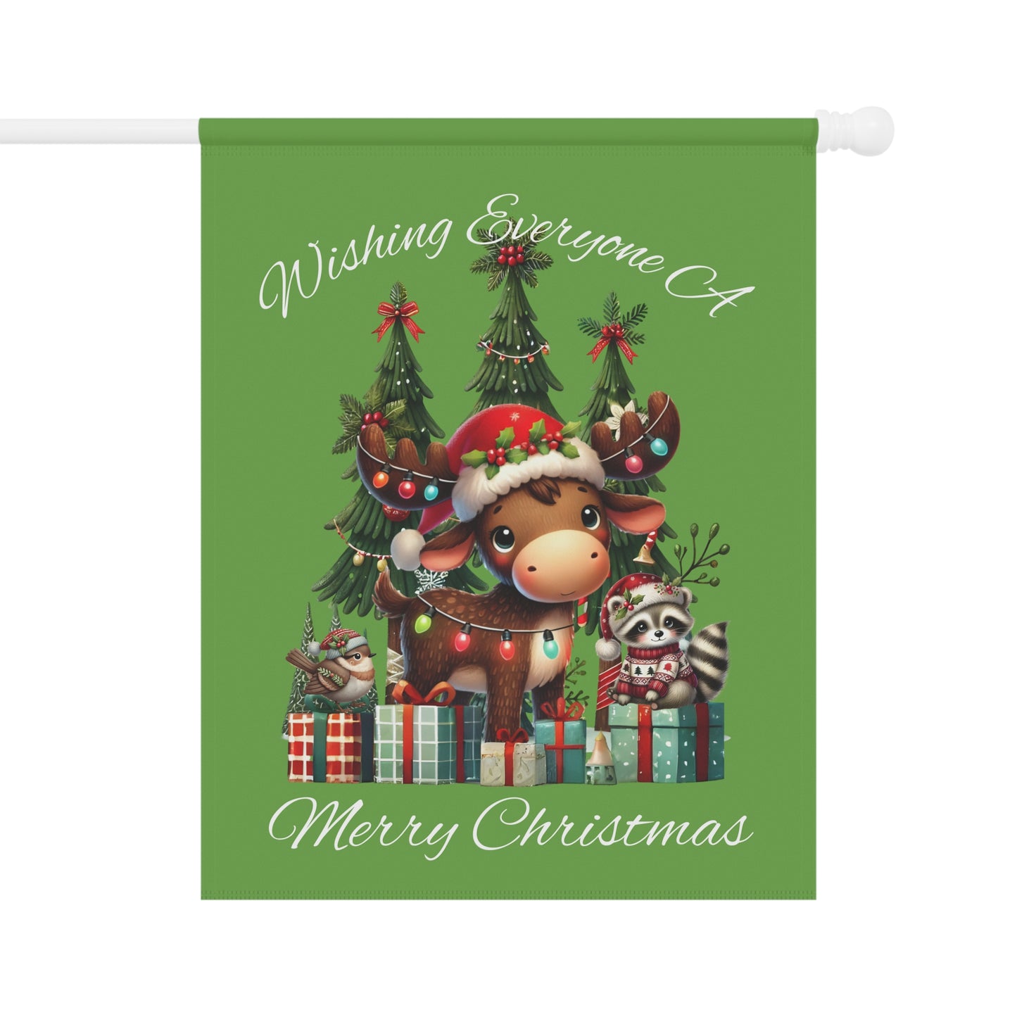 Garden Flag - Christmas - Merry Christmas Animals (01a Green)