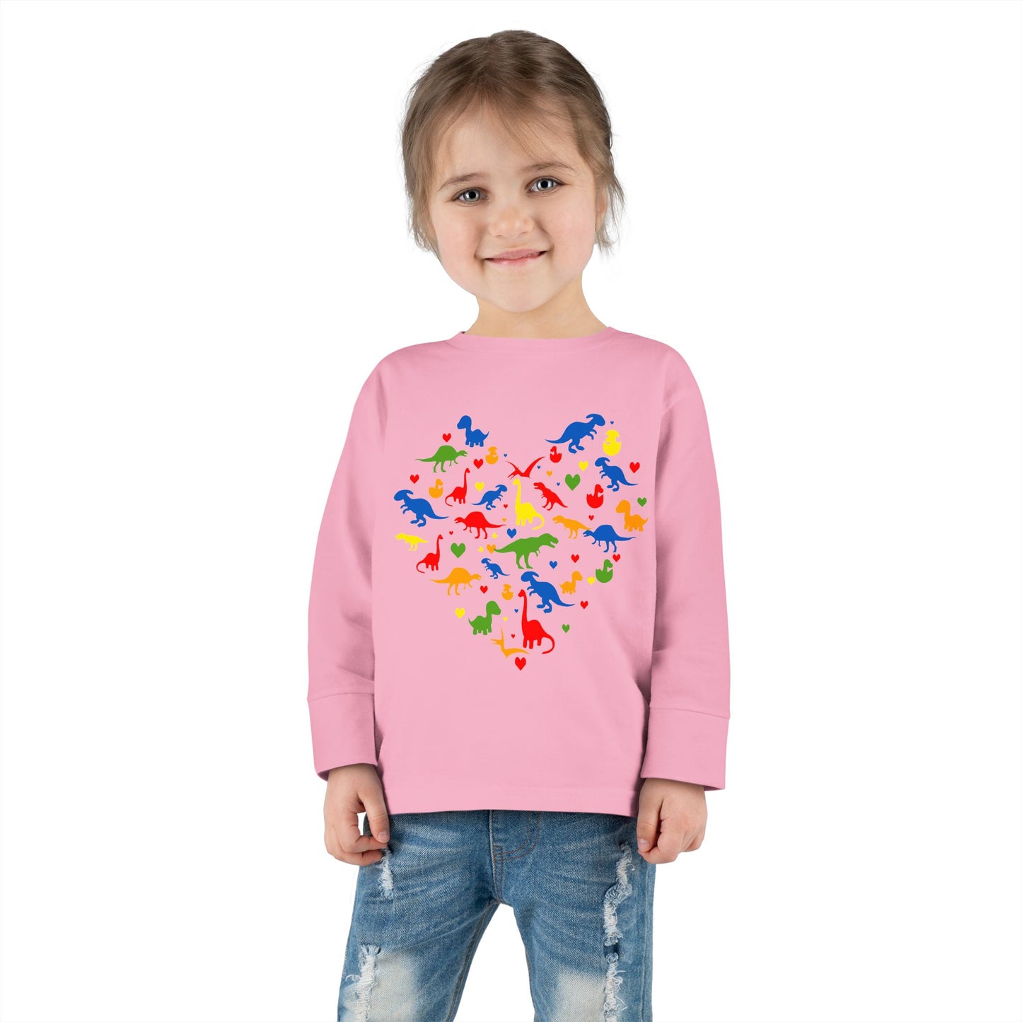 Toddler Long Sleeve Tee - Dinosaur making Heart (1)