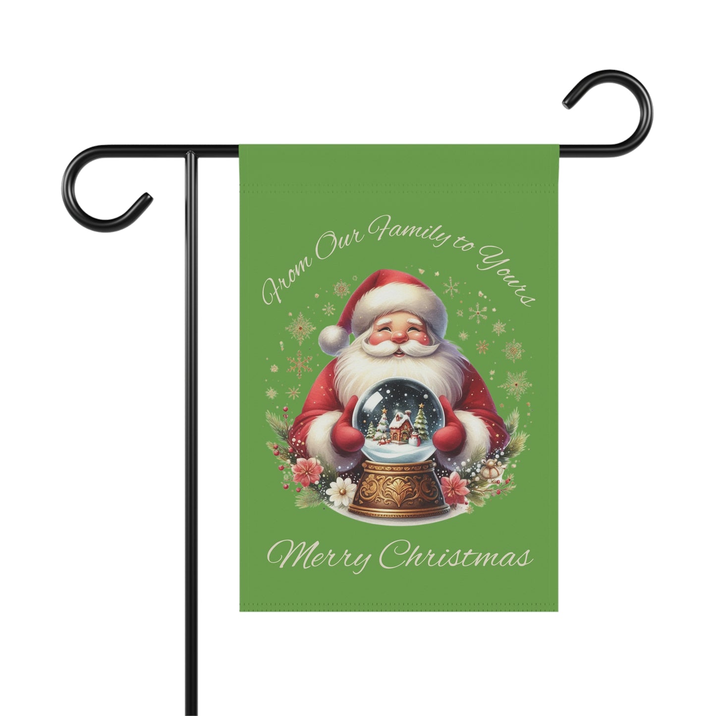 Garden Flag - Christmas - Vintage Santa (01a - Green)