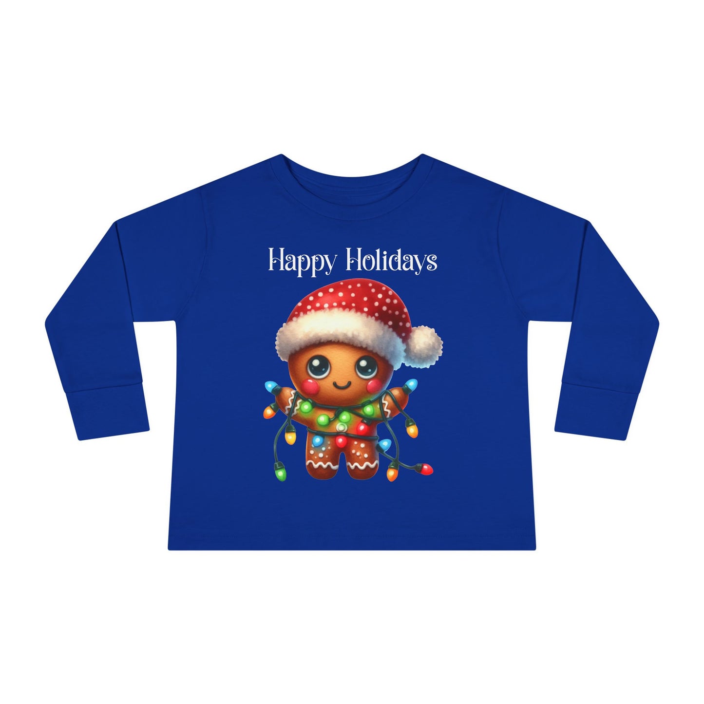 Toddler LS Tee - Christmas - Gingerbread - Happy Holidays (02a)