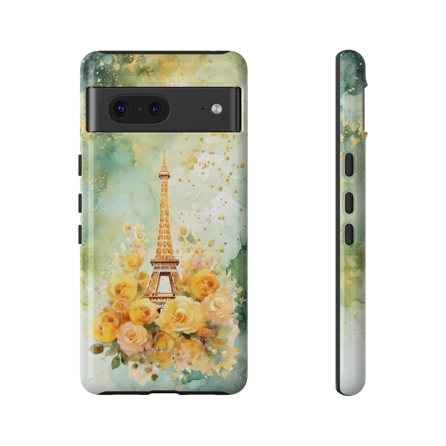 Tough Cell Phone Case - Paris - Eiffel Tower with Yellow Roses (1)