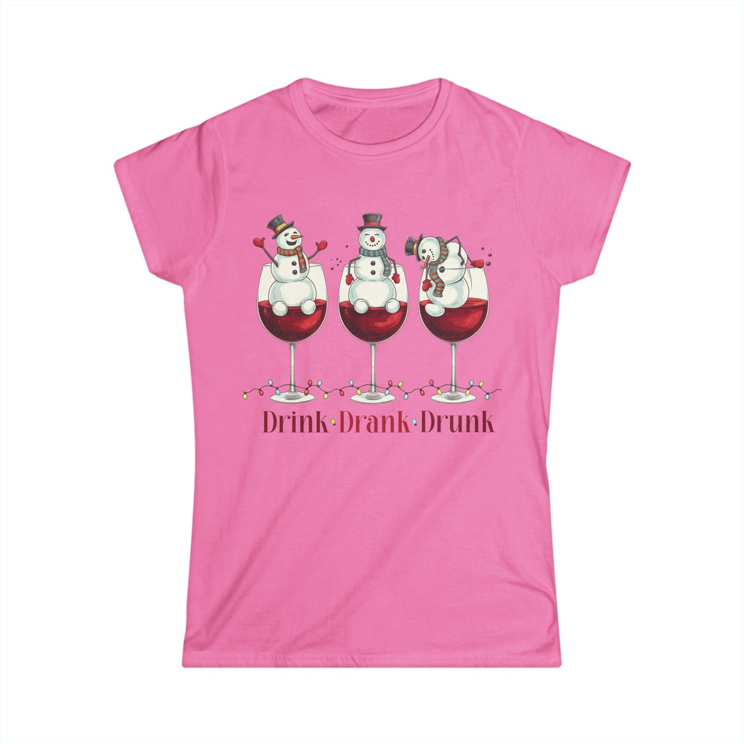 Female T-Shirt - Christmas - Wine Snowmen (01)