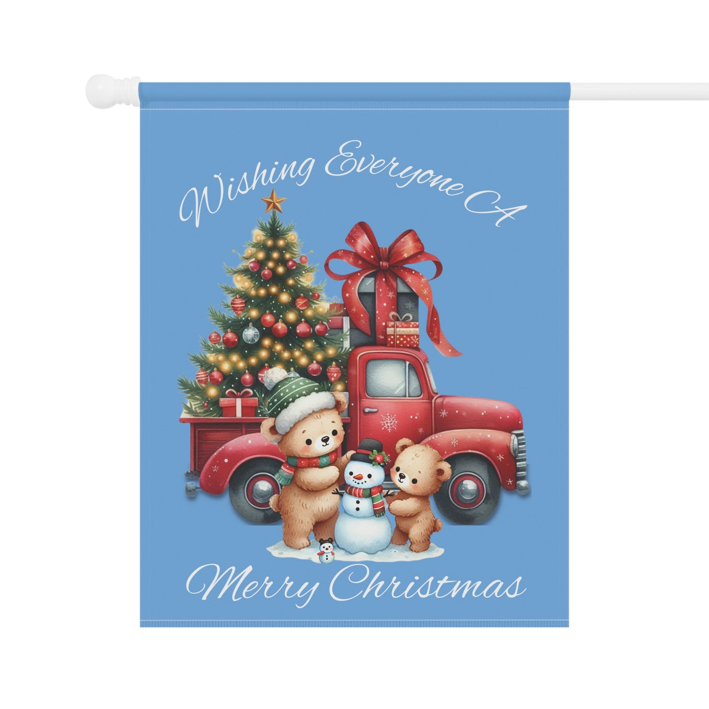 Garden Flag - Christmas - Truck & Snowman (01a - Blue)