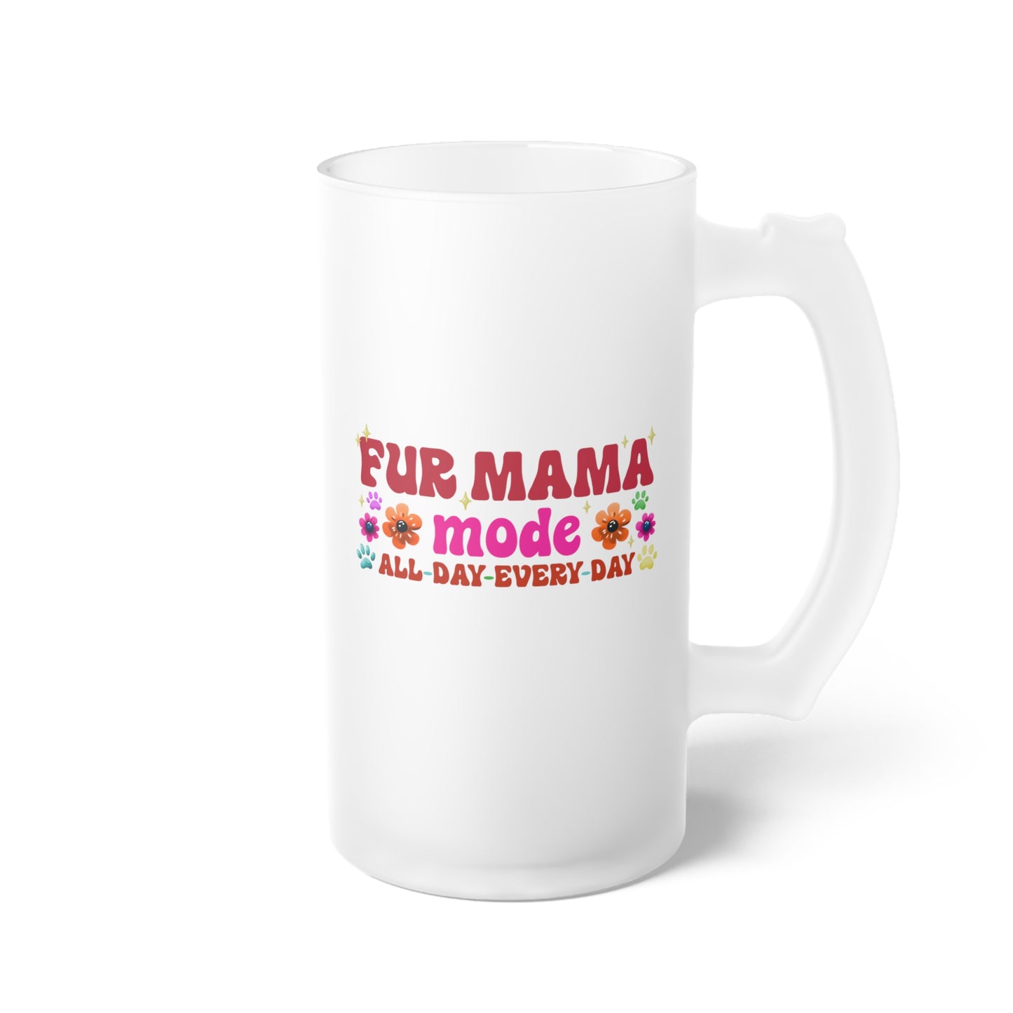 Frosted Glass Beer Mug - Fur Mama (1)