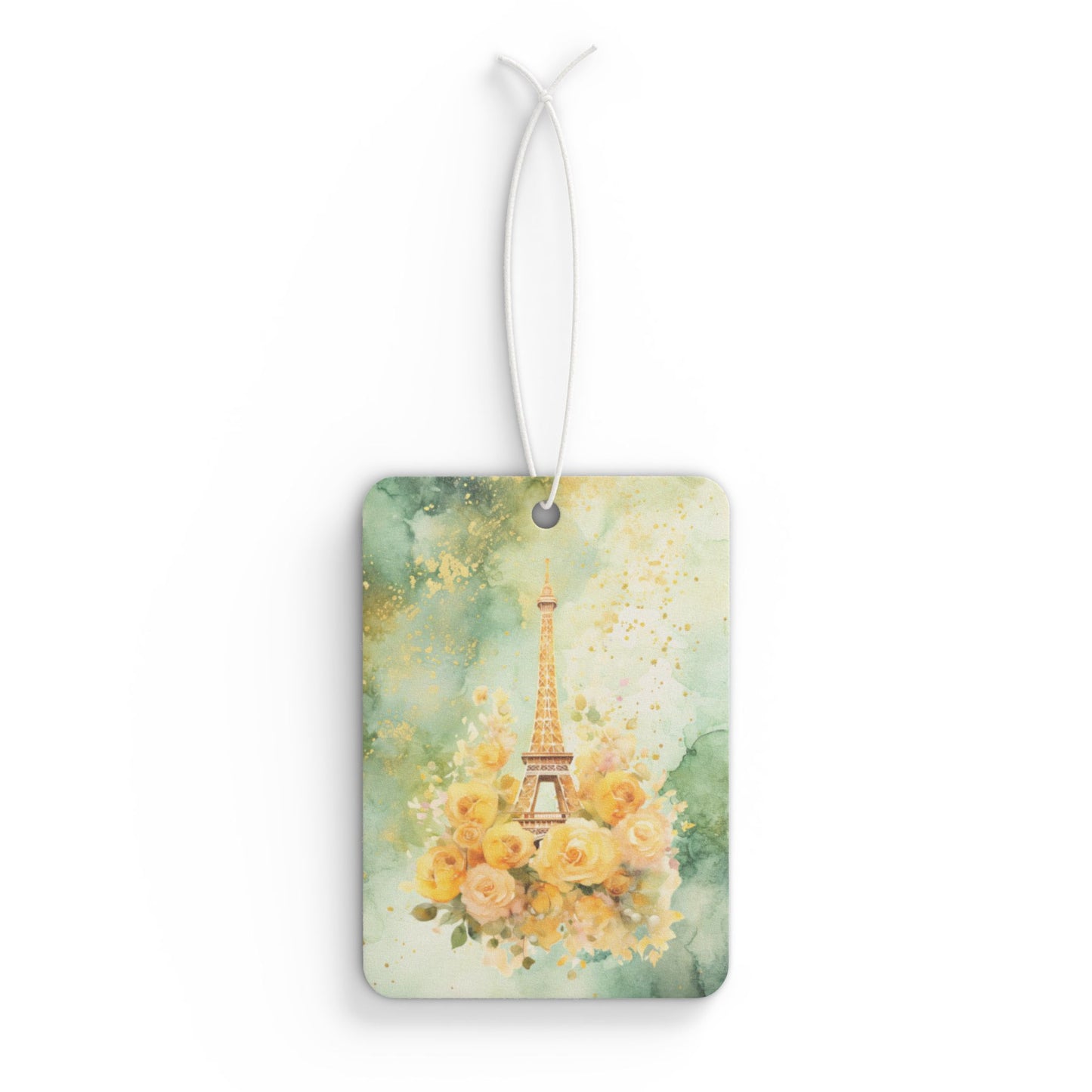 Car Air Freshener - Paris - Eiffel Tower with Yellow Roses (1)