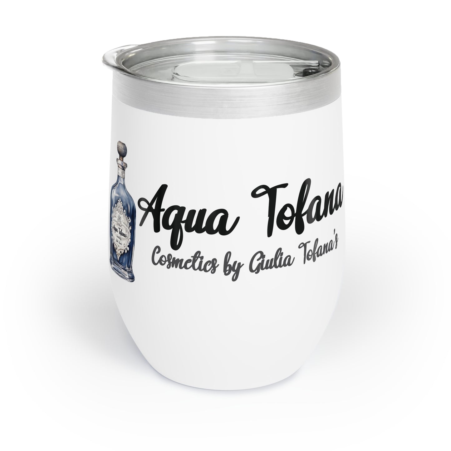 Wine Tumbler - AquaTofana with bottle.