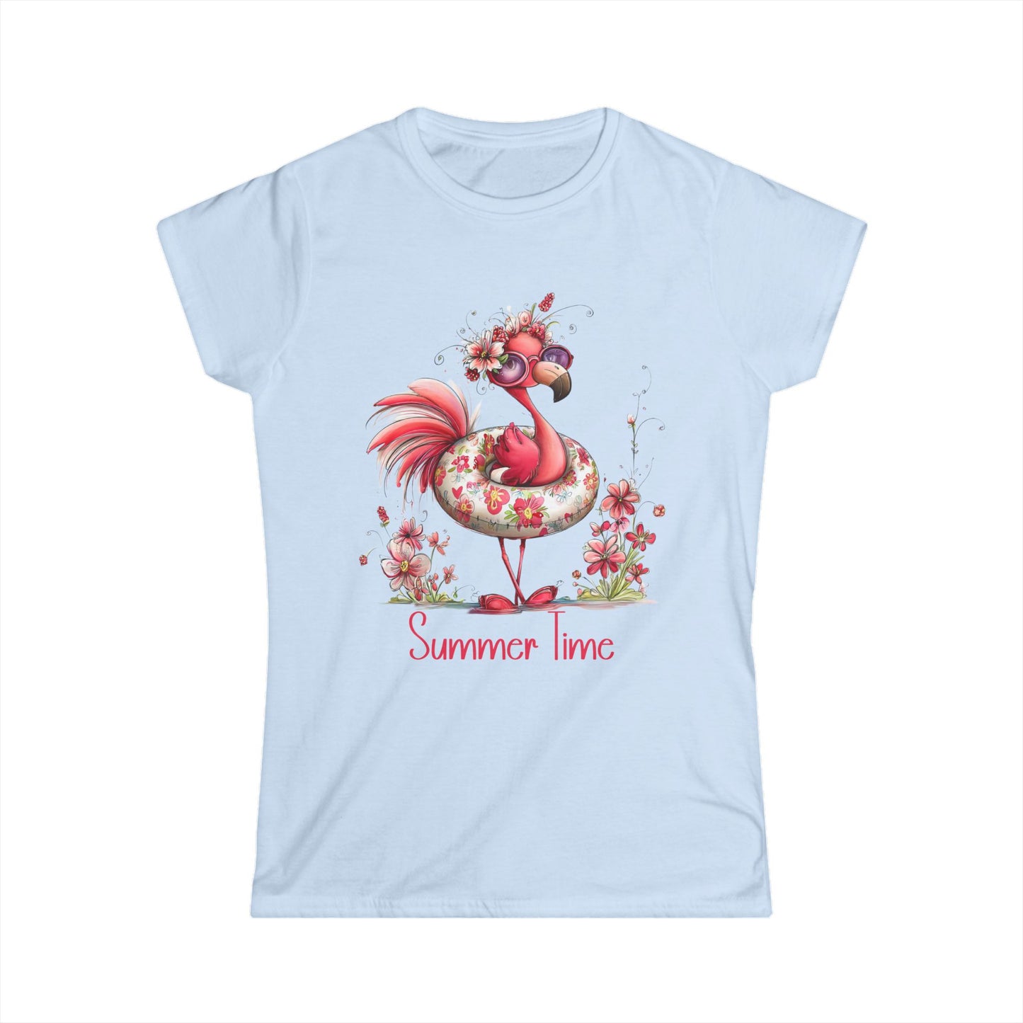 Female T-Shirt - Animal - Flamingo Summer Time 01