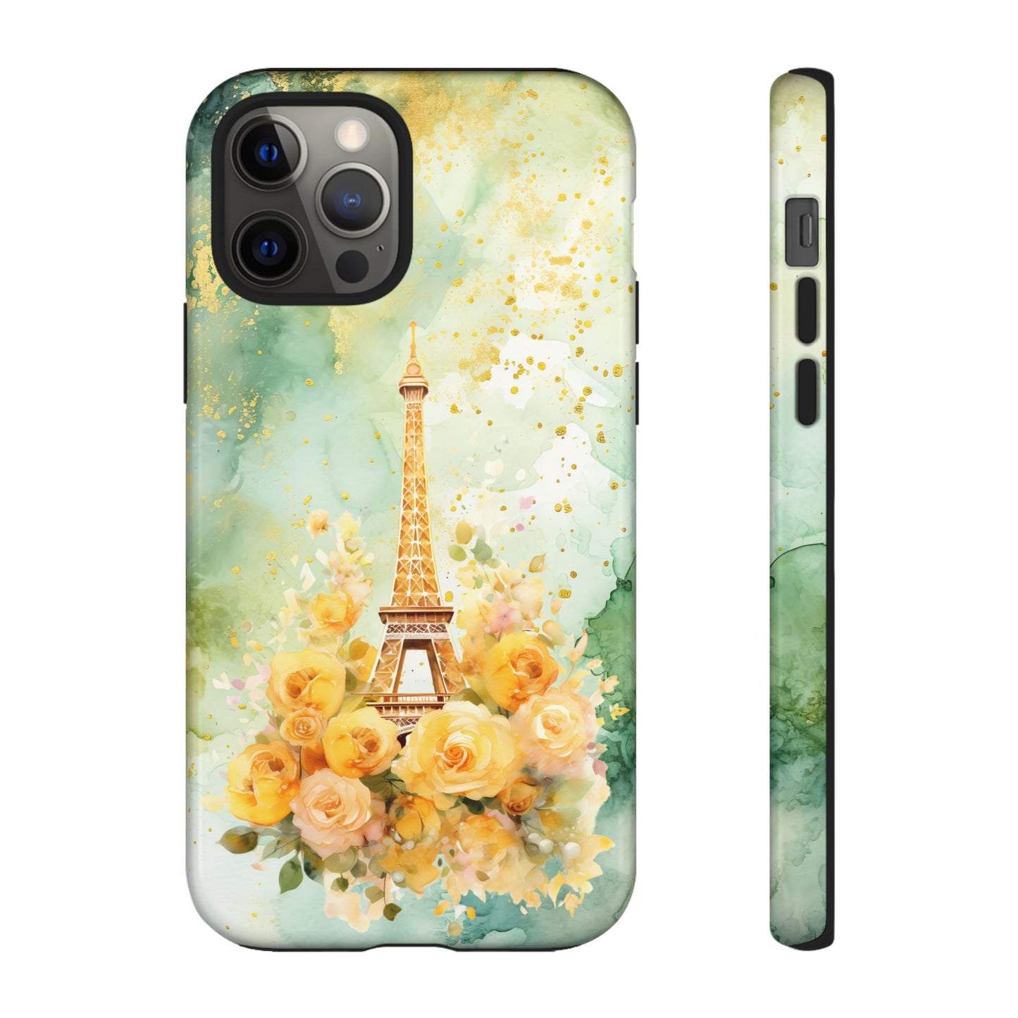 Tough Cell Phone Case - Paris - Eiffel Tower with Yellow Roses (1)