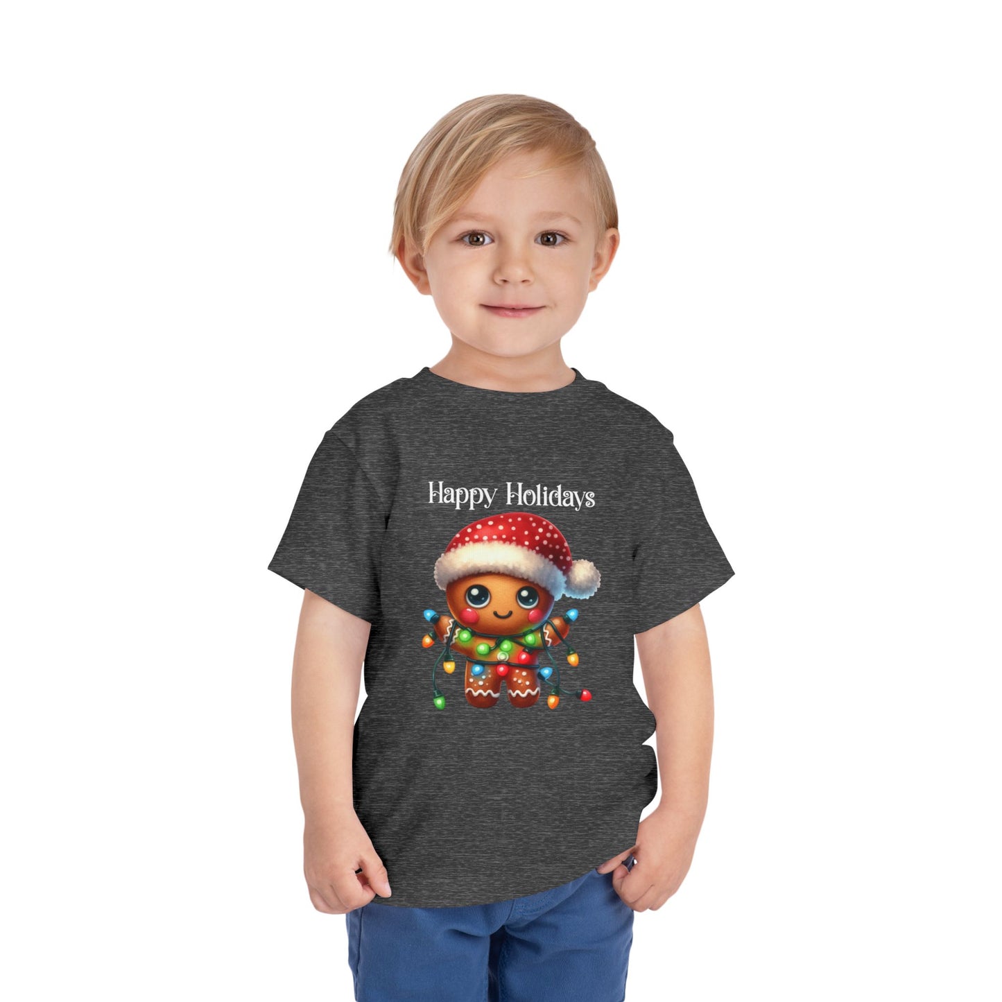 Toddler Tee - Christmas - Gingerbread - Happy Holidays (02a)
