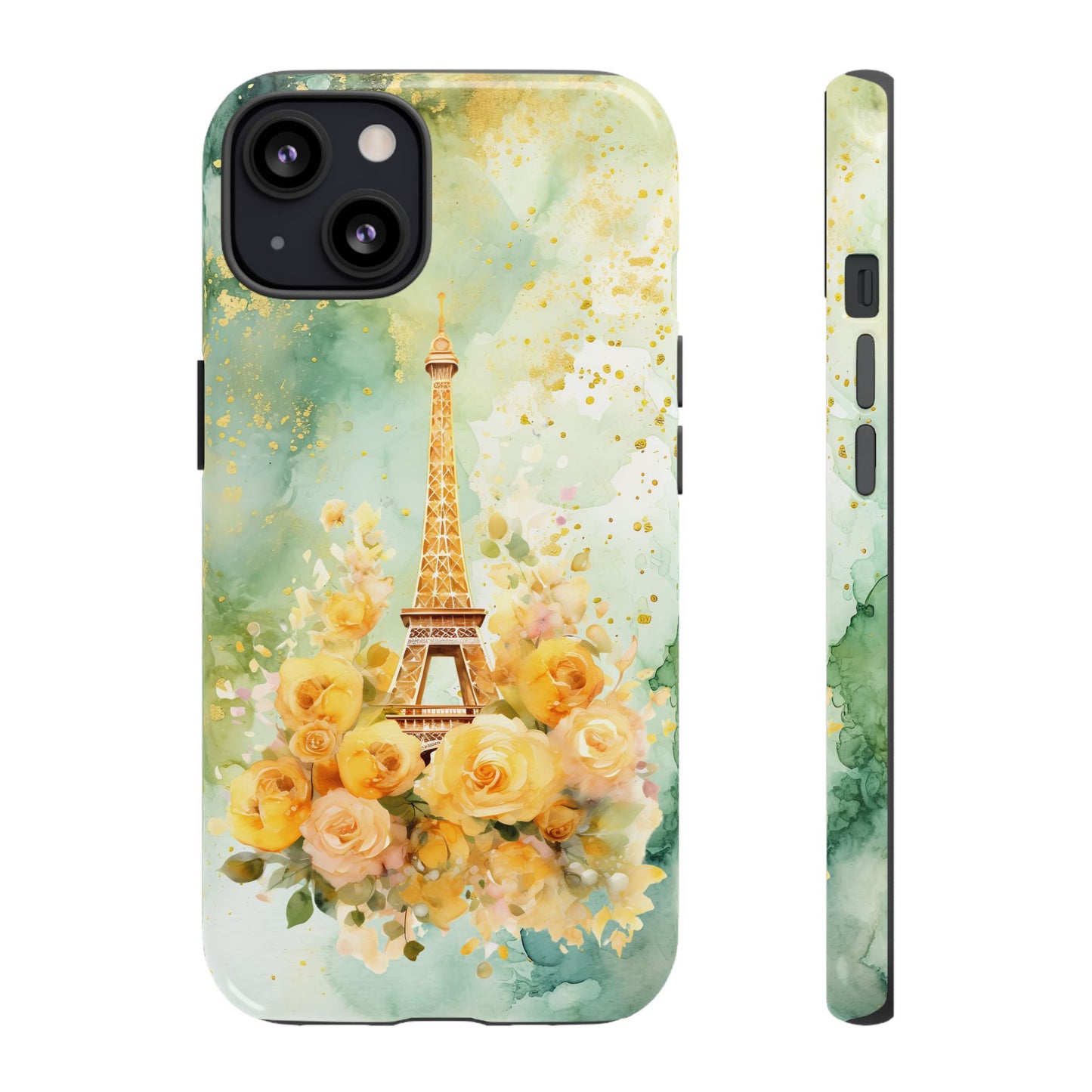 Tough Cell Phone Case - Paris - Eiffel Tower with Yellow Roses (1)