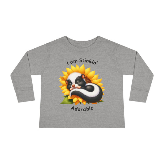 Toddler Long Sleeve Tee - Stinkin' Adorable with Skunk (2)