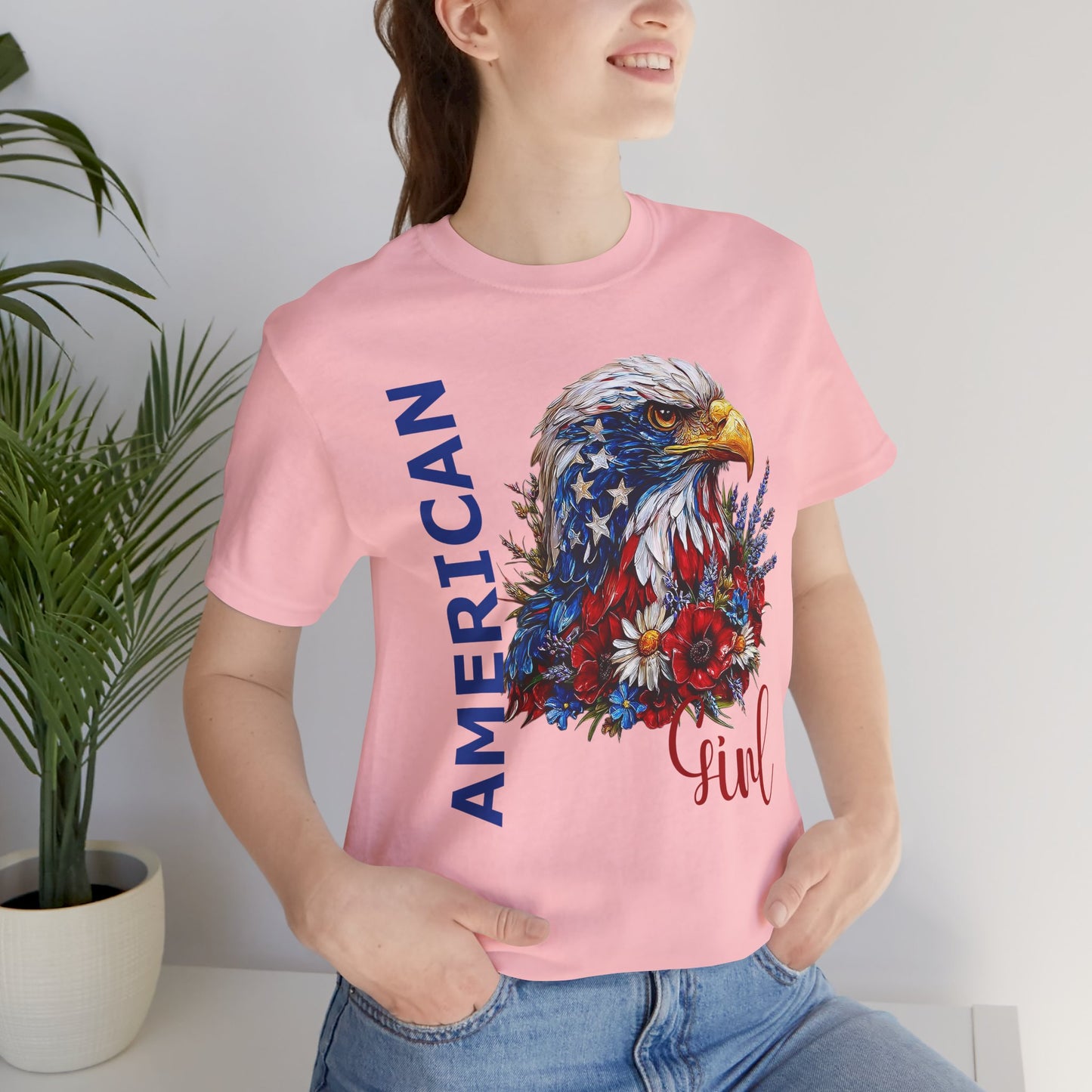 T-Shirt - American - American Girl with Eagle 01