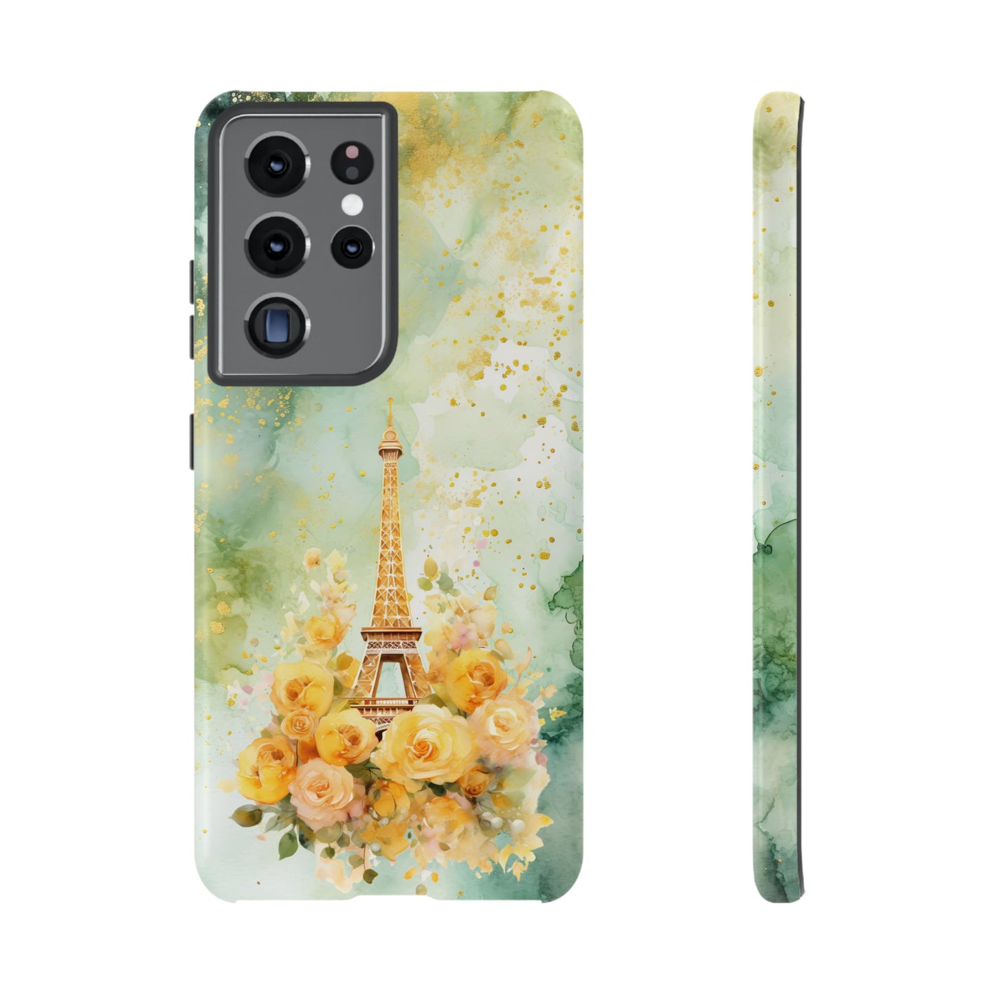 Tough Cell Phone Case - Paris - Eiffel Tower with Yellow Roses (1)