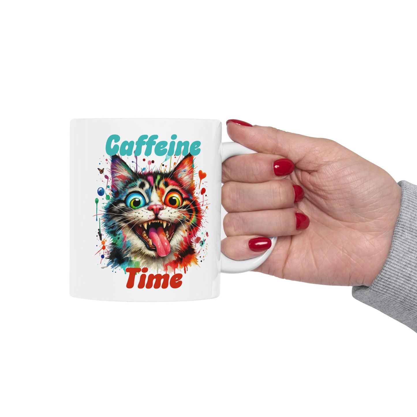 Ceramic Mug - Caffeine Time with cat (1)