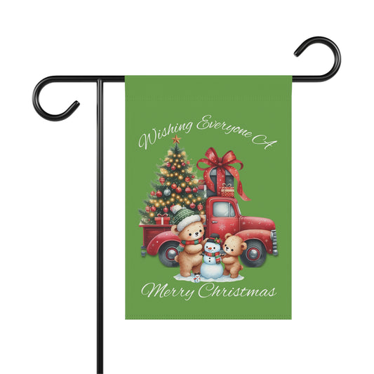Garden Flag - Christmas - Truck & Snowman (01a - Green)