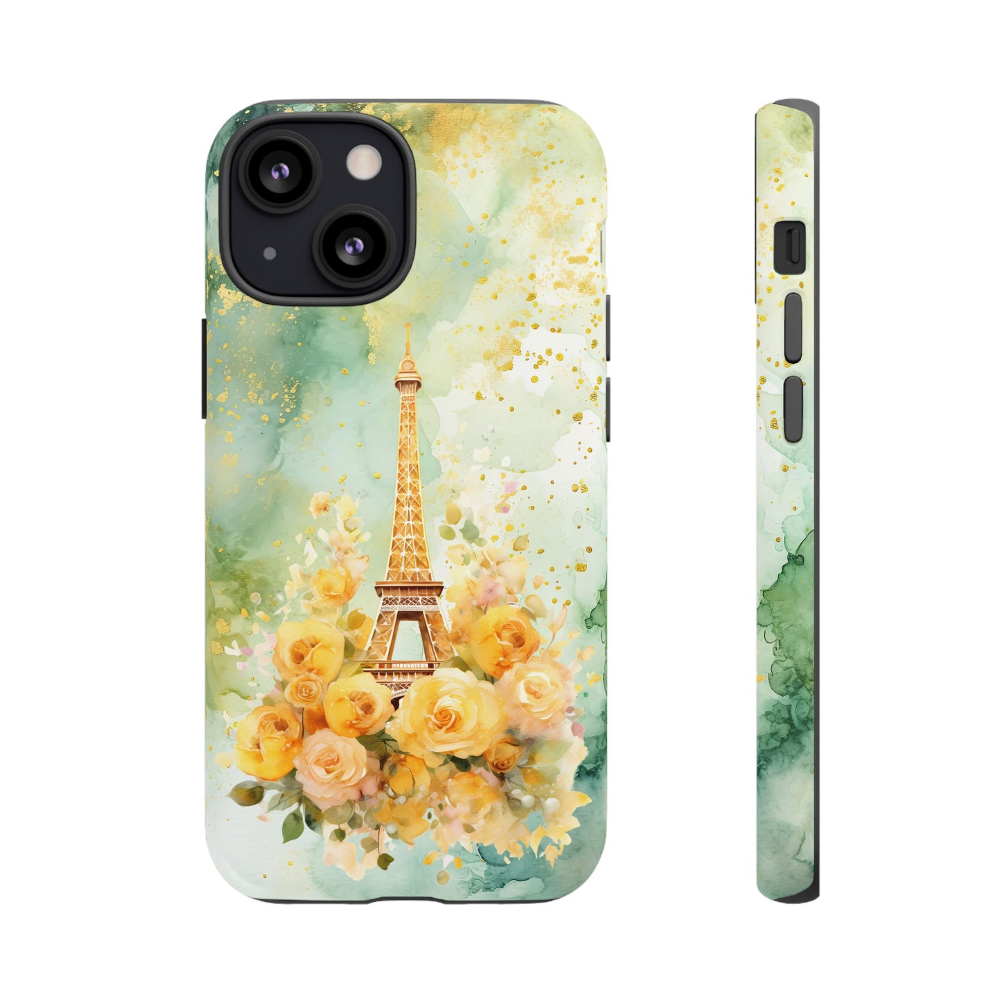 Tough Cell Phone Case - Paris - Eiffel Tower with Yellow Roses (1)