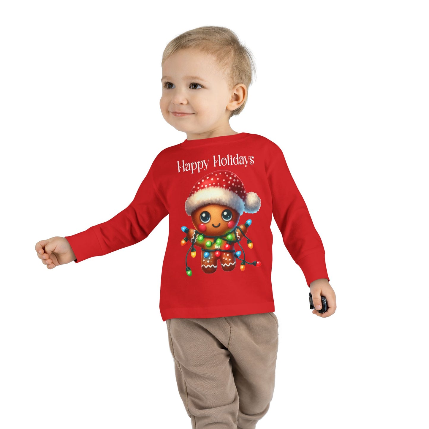Toddler LS Tee - Christmas - Gingerbread - Happy Holidays (02a)