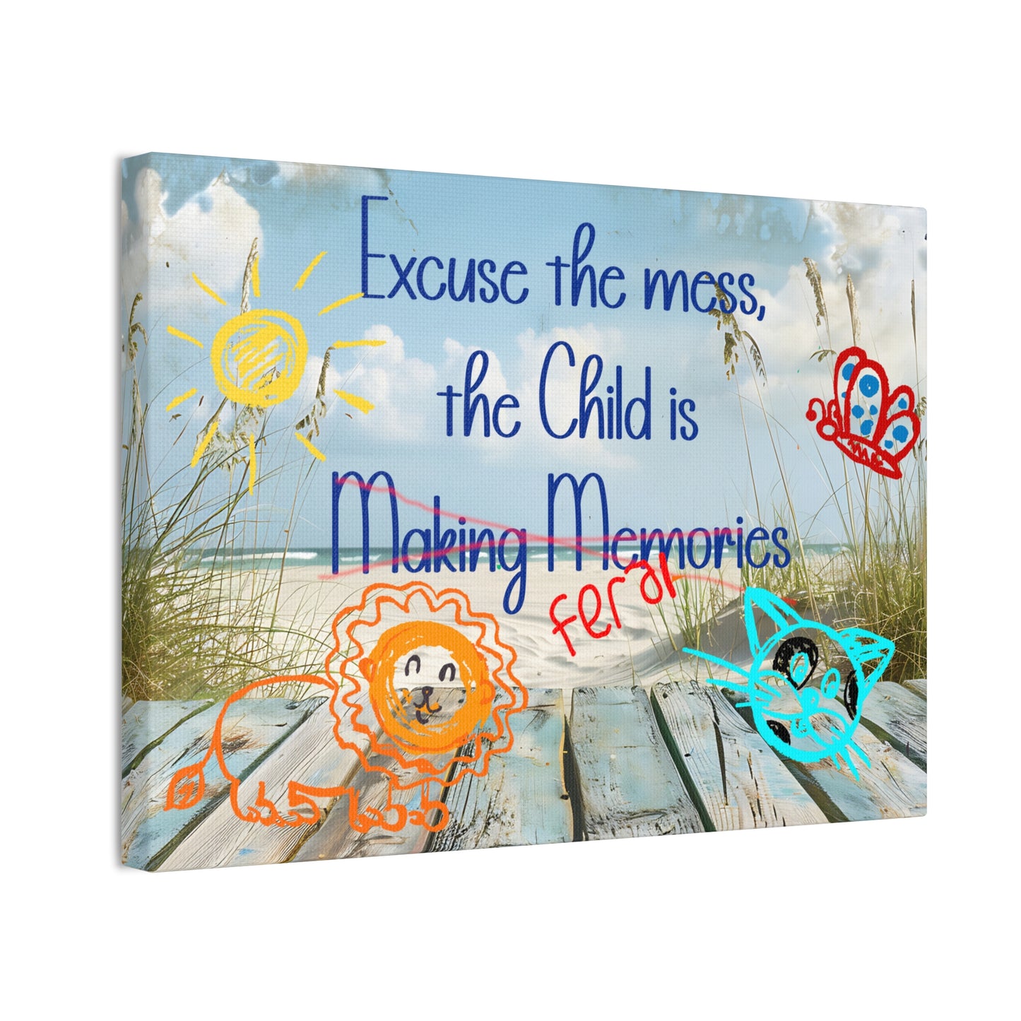 Canvas Art - Excuse the Mess, the Child is Making Memories with Animals 01