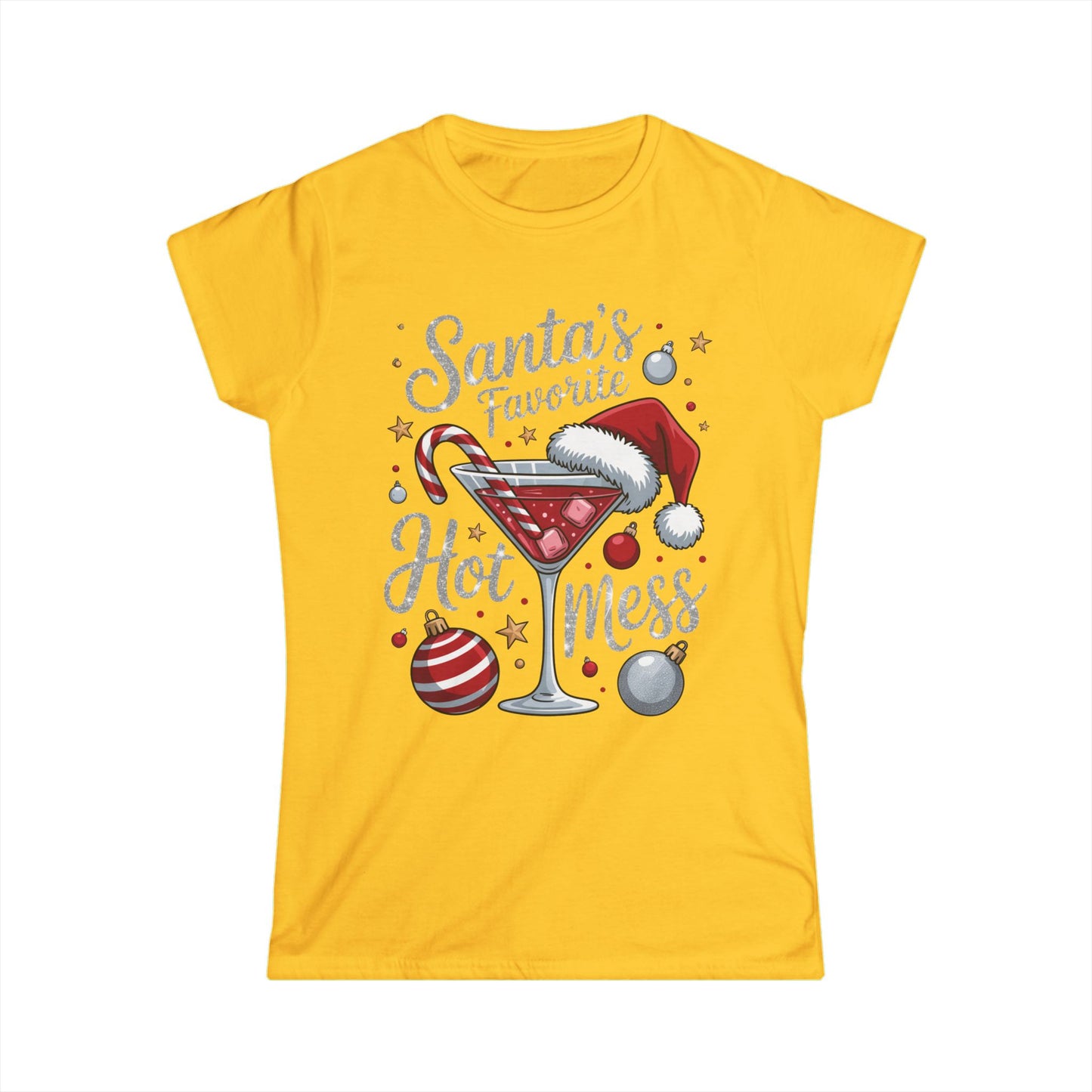 Female T-Shirt - Christmas - Santa's Fav. Hot Mess (01)