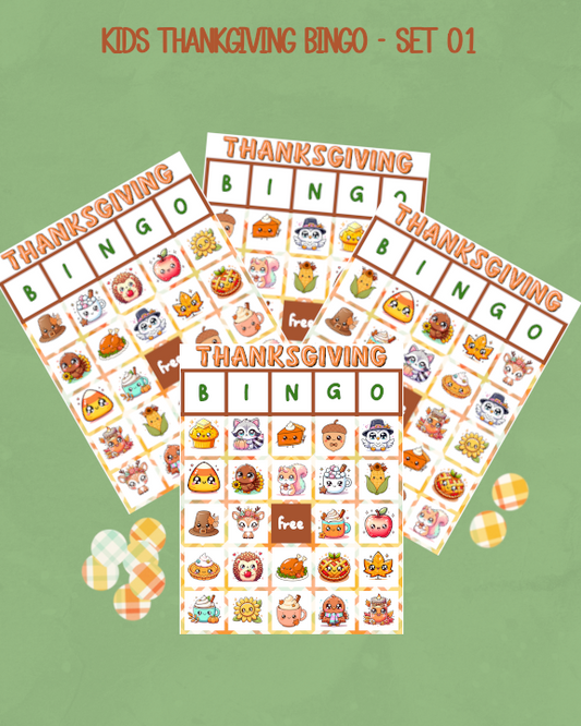 Kids-Thanksgiving Bingo-Set 01